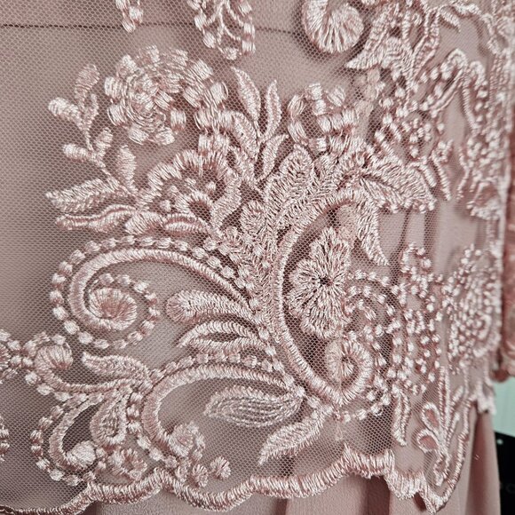 Le Bos Womens Formal Embroidered Lace Bodice Draped Skirt Maxi Dress Size 10 - Picture 10 of 16